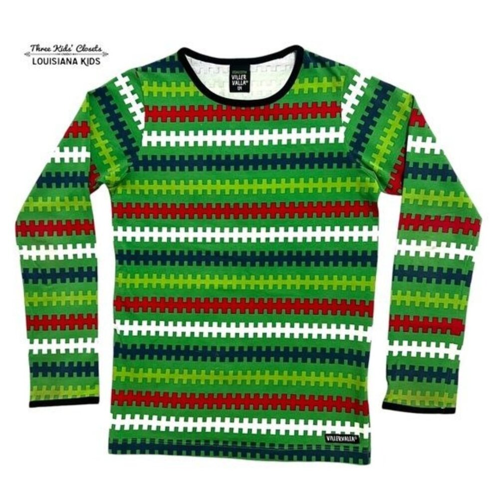 Villervalla Sz 134 (9Y) Organic Green Long Sleeved Shirt